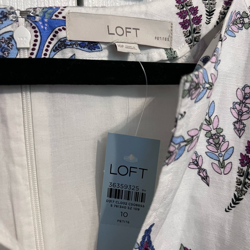 LOFT Petite Paisley Print Linen Blend Women's Dress. Size 10P NWT Retail $99.95 - Picture 4 of 8